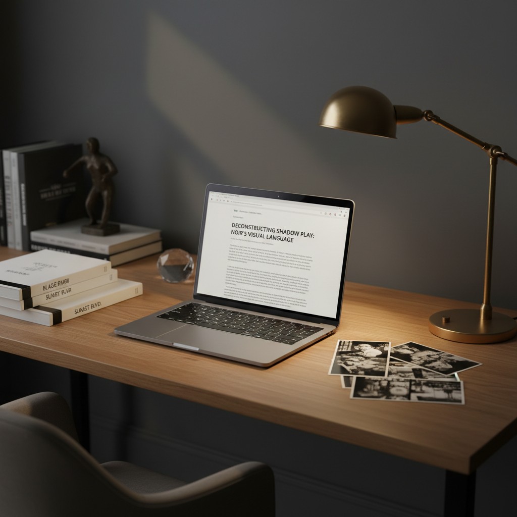 A laptop on a desk with a mocked-up blog post open.
